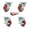 Service Caster 3 Inch Red Polyurethane Wheel Swivel Top Plate Caster Set with 2 Brakes SCC SCC-20S314-PPUB-RED-2-TLB-2 - alternate 7